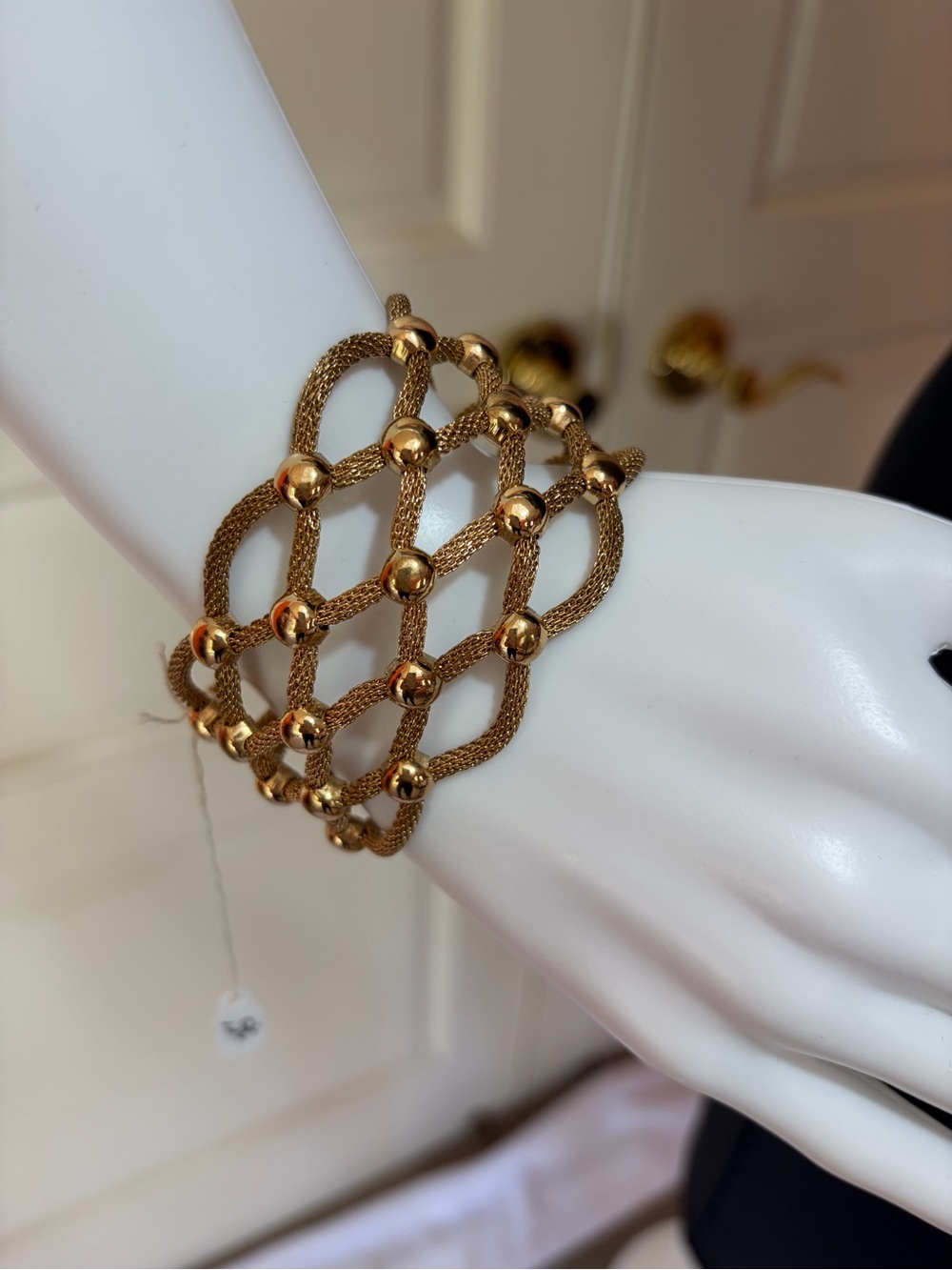 Gold-Tone Multi-Strand Mesh Bracelet with Ornate Slide Clasp